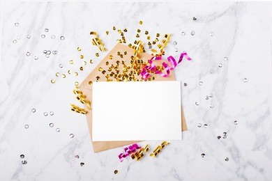 photo frame or gift card with serpentine. mock up template. view from above