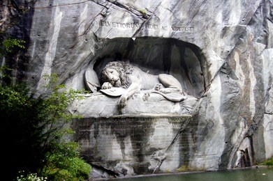 lion of lucerne sculpture in lucerne, switzerland.
