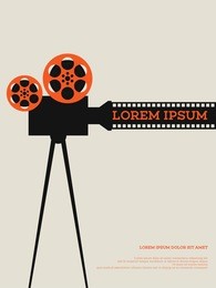 movie film reel and filmstrip vintage poster background vector illustration