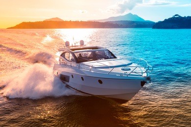 luxury motoryacht in  navigation