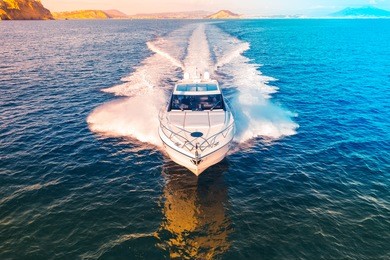 luxury motoryacht in  navigation