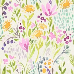seamless watercolor floral pattern on paper texture. botanical background.