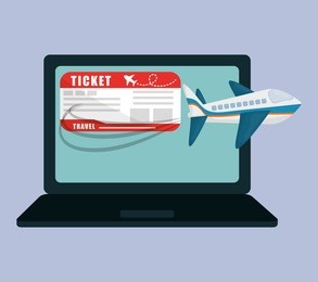 travel laptop ticket airline application vector illustration eps 10