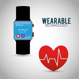 heart beat wearable technology watch device vector illustration eps 10