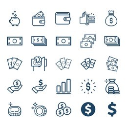 vector set of money line icons