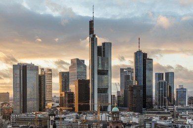 skyline of frankfurt am main in the evening, germany