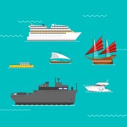 ship and boats vector.