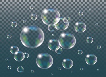 realistic vector isolated soap bubbles.