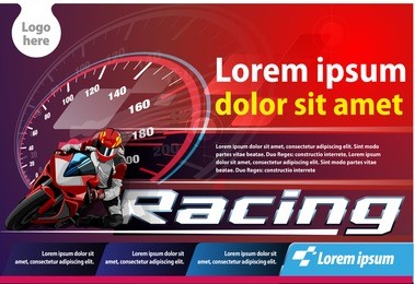 vector illustration, print ads motorcycle racing event