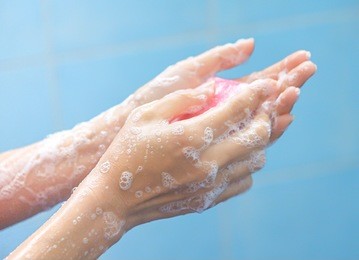 washing hands with soap