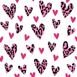 seamless pattern with leopard hearts, trendy design. vector illustration background.