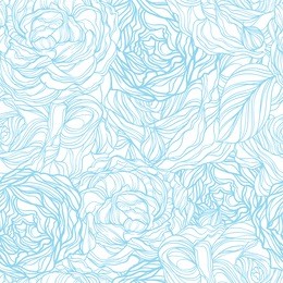vector seamless pattern with linear silhouette illustrations of roses. floral ornament coloring for adults