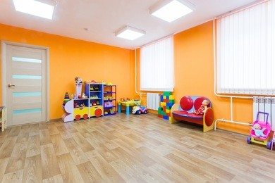 orange game room in the kindergarten