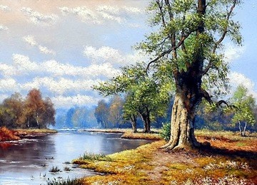 fine art, landscape, river, oil paintings