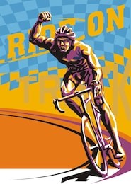 biking illustration. layered cycling vector. perfect ride. winner of the race. race flag. cyclist winner vector. 