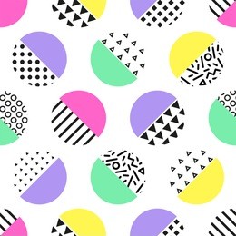 cute 80's style seamless geometric pattern with circles for your decoration