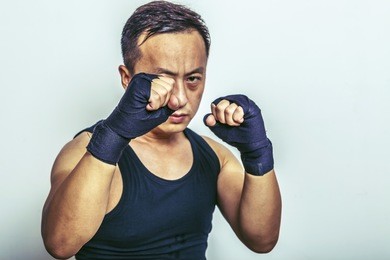 boxing asian men ready to fight. 