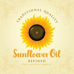 vector banner for refined sunflower oil with sunflower