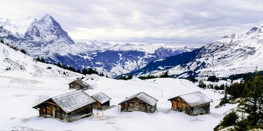 the viewpoint of the alps mountains in winter ,grindelwald switzerland.