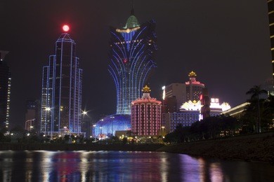 the construction scene of highrise casino building