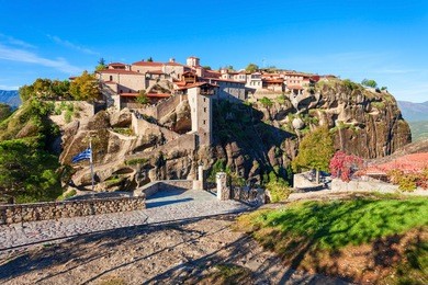 the monastery of great meteoron is the largest monastery at meteora. meteora is one of the most precipitously built complexes of eastern orthodox monasteries in greece.