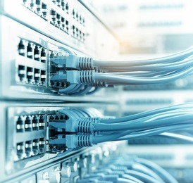 ethernet cable on network switches background 
