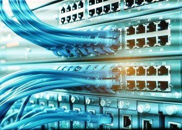 ethernet cable on network switches background 