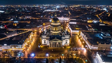 saint isaac's cathedral in saint petersburg aerial view