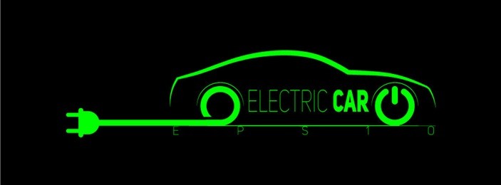electric car symbol with wire and plug