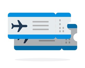 airline tickets, flights vector flat material design object. isolated illustration on white background.