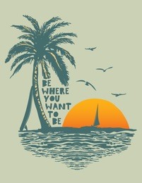 sunset. surf and beach. vintage beach print. tee graphic design