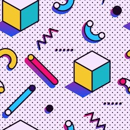 seamless pattern in memphis style with colorful geometric elements