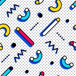 seamless pattern in memphis style with colorful geometric elements