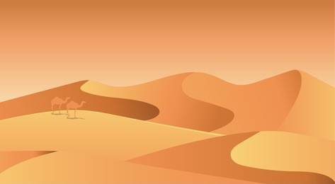 flat landscape design vector illustration with desert