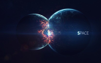 planet explosion. apocalypse. end of the time. science fiction art. beauty of deep space. elements of this image furnished by nasa