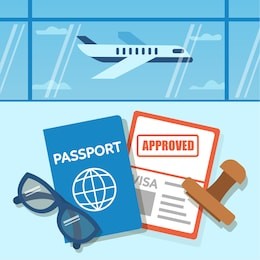 
approved visa document with stamp. vector concept illustration.