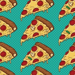 colorful pizza slices seamless pattern. traditional italian food. background wallpaper