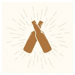 hand drawn vintage bottle of beer. sketch style. vector illustration. t-shirt print. poster. logo. hipster. retro badge. emblem. cold alcohol