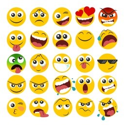 set of emoticons with different emotions in a flat design