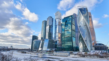 moscow city in winter. it is an international business center and a commercial district in central moscow, russia. 