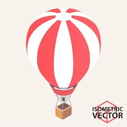 isometric hot air balloon  vector