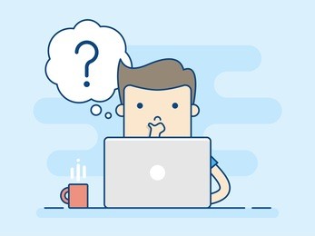 young man doubting. business concept illustration.