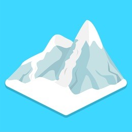 isometric flat 3d isolated concept winter snow mountains. ski resort illustration