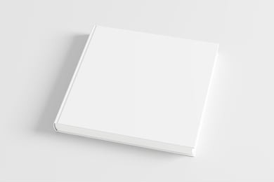 blank white book cover on white background. isolated with clipping path. 3d render