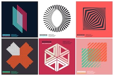 simplicity geometric design set clean lines and forms in pink color