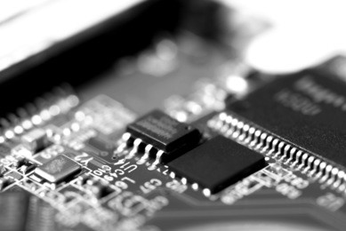 microcircuits of the computer chip close up