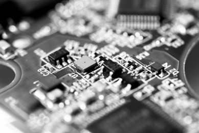 microcircuits of the computer chip close up