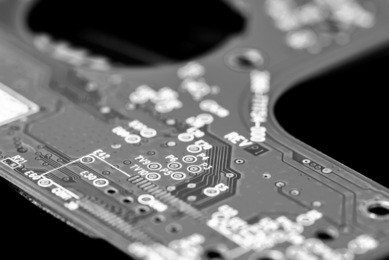 microcircuits of the computer chip close up