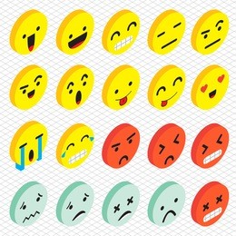 illustration of info graphic emoticons icon concept in isometric graphic