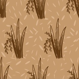 rice plant field seamless pattern